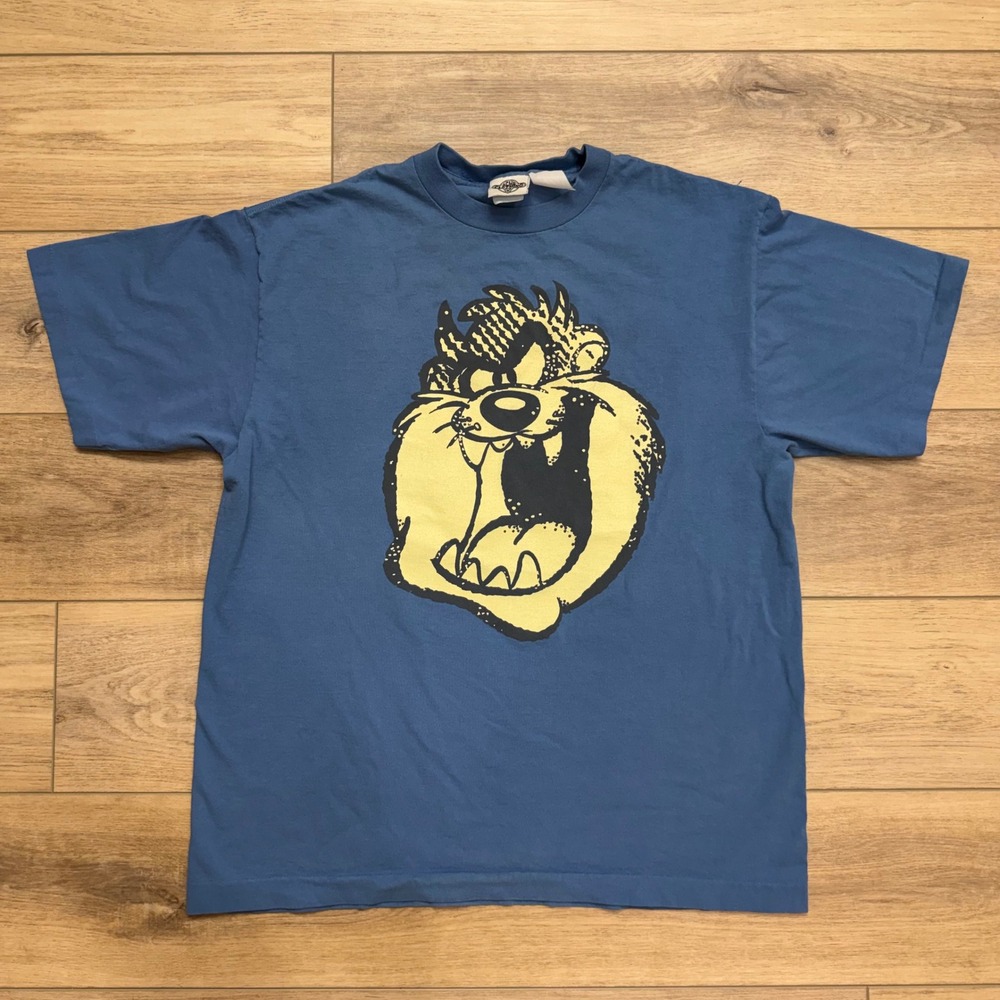 Vintage Acme Clothing Taz Looney Tunes T-Shirt Blue Single Stitch 90s Mens L‎